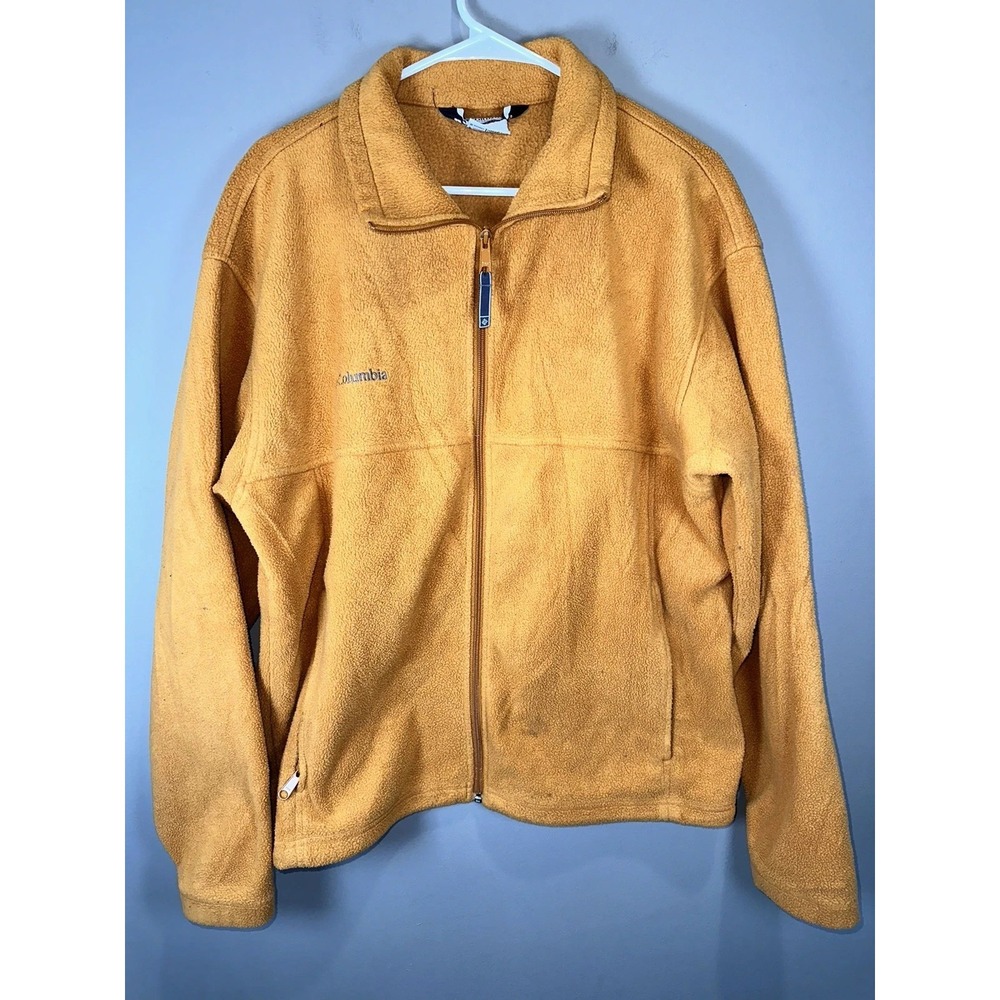 Columbia Sweater Men Large Orange Full Zip Fleece Steens Mountain 2.0 Jacket